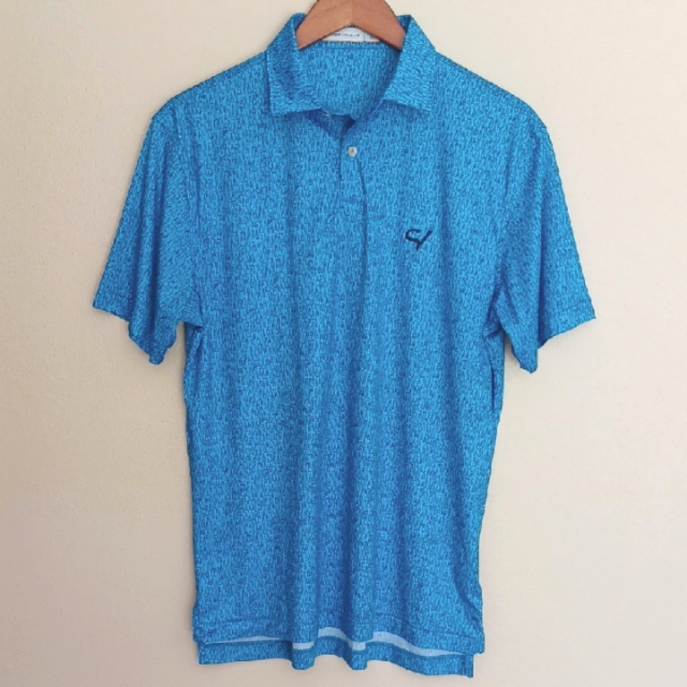 Peter Millar Featherweight Golf Polo Shirt Bottle Print SZ M NWOT Sand Valley